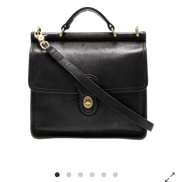 Vintage Coach Black Leather Station Bag with Gold Hardware - Picture 1 of 8